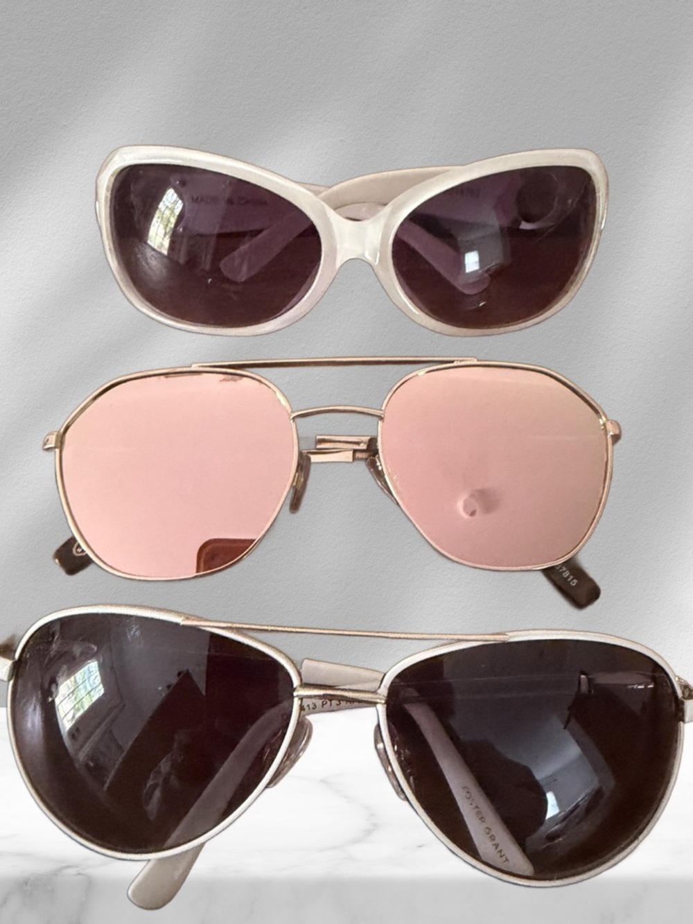 Three-Pack Women's Sunglasses Set - Pink, White, Black - Sunglasses Bundle.